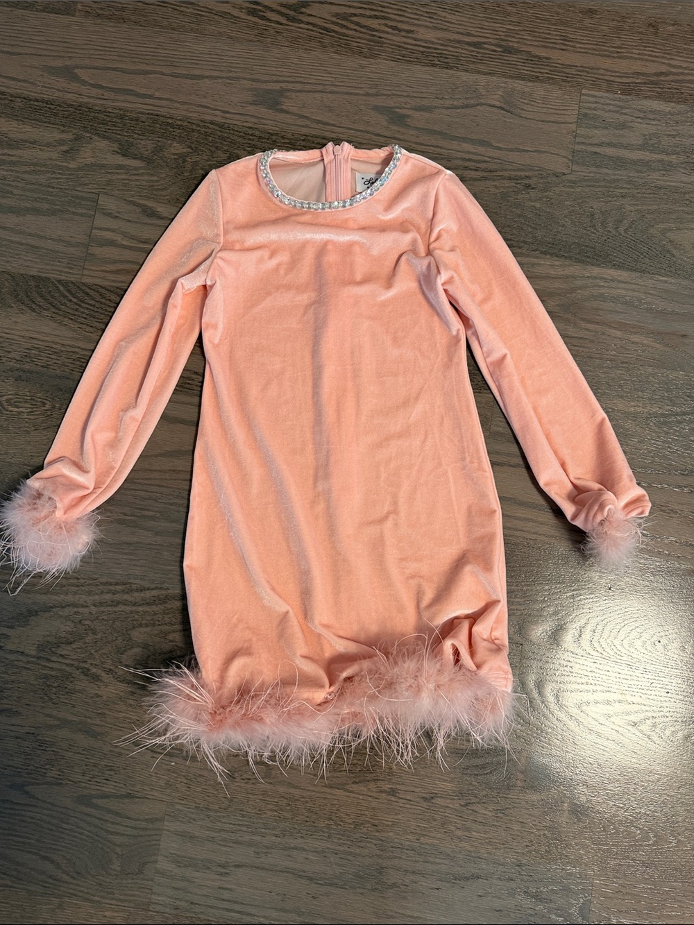Lola and the Boys Princess velvet feather dress